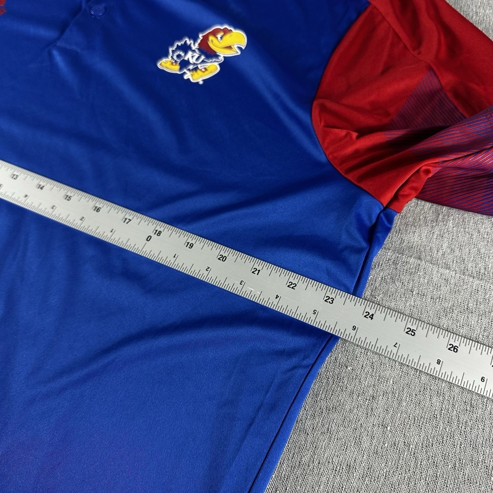 Adidas Primeblue Kansas Jayhawks Polo Shirt Mens XL Blue Team Issued H45768 - Picture 6 of 9
